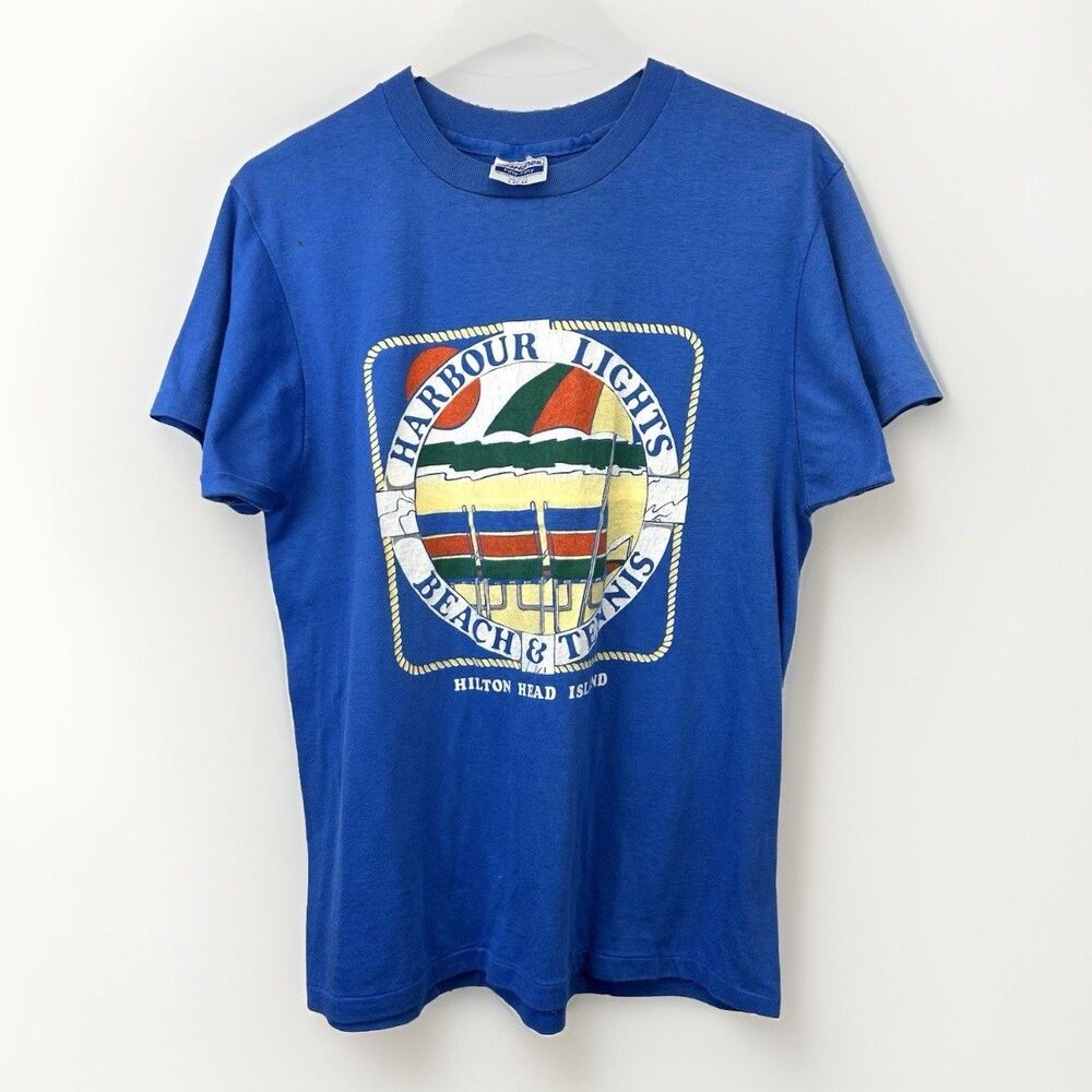 blue Hanes t-shirt Harbour Lights Beach & Tennis  Large